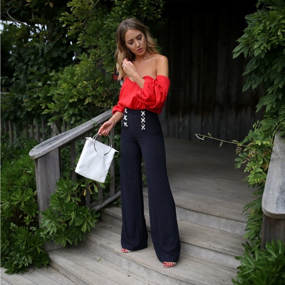Caroline Constas Red Gabriella Off the Shoulder Top - Picture 8 of 10